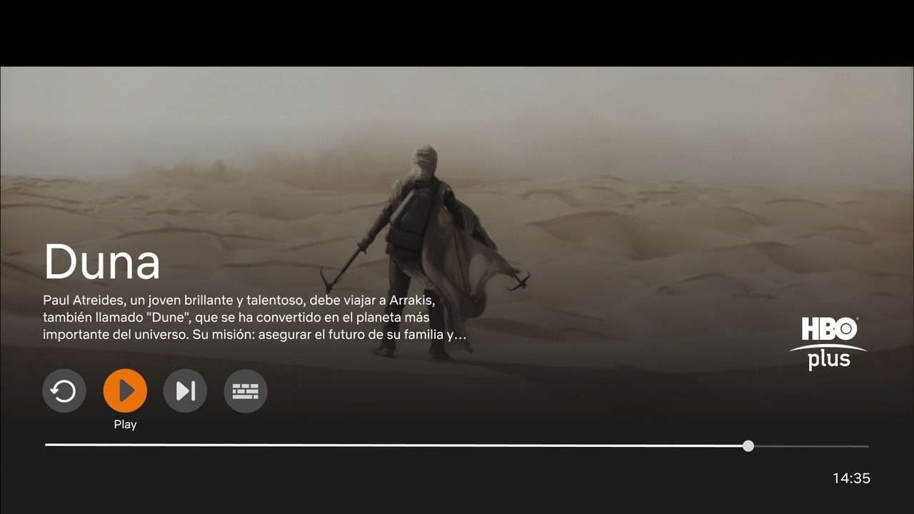Reproductor de EPA! en Android TV con Restart, avance y línea de tiempo